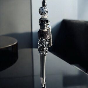 Handmade Voodoo Bling Spiderweb Skull Refillable Beaded Ink Pen
